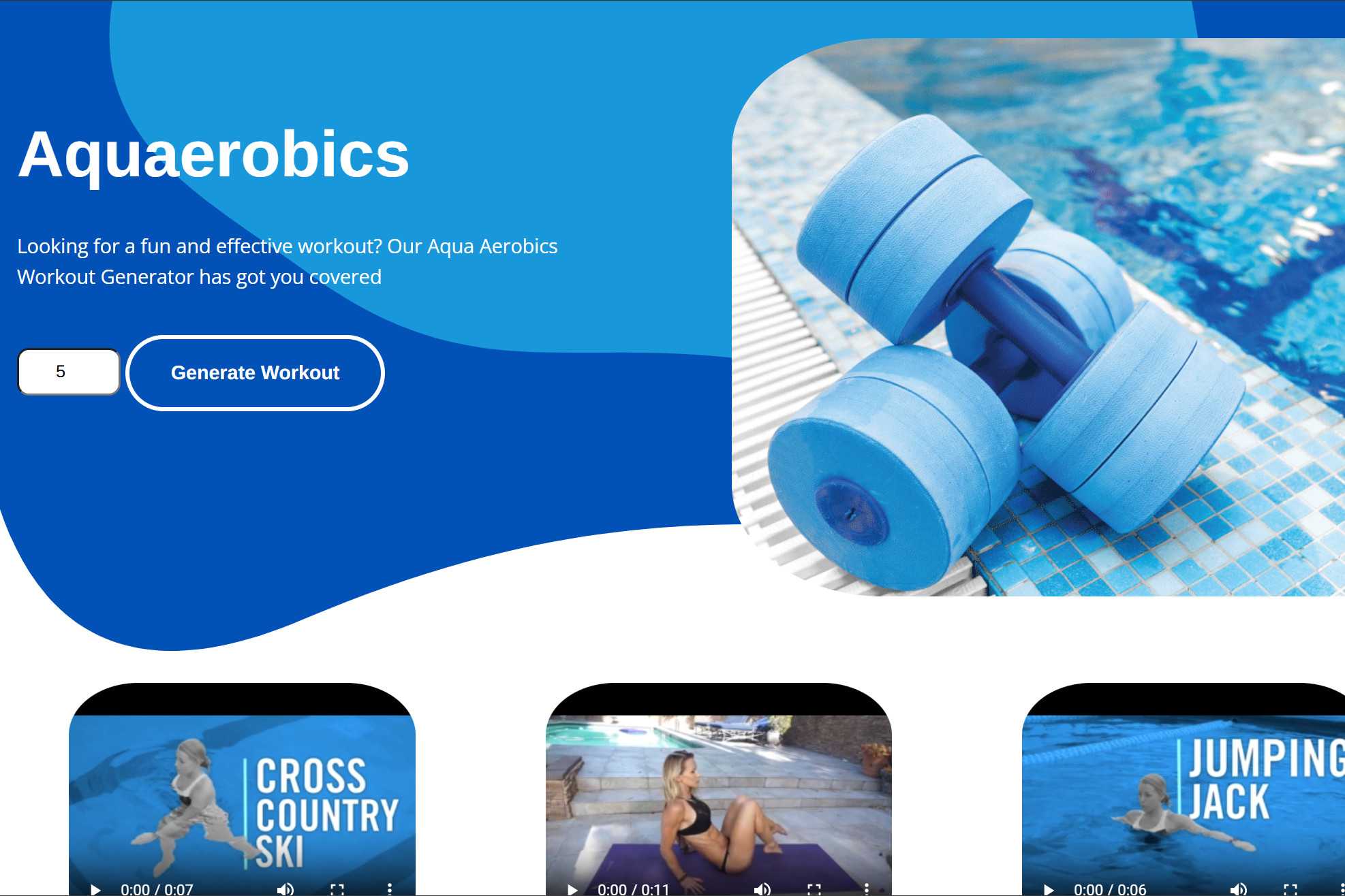 Aquaerobics project screenshot